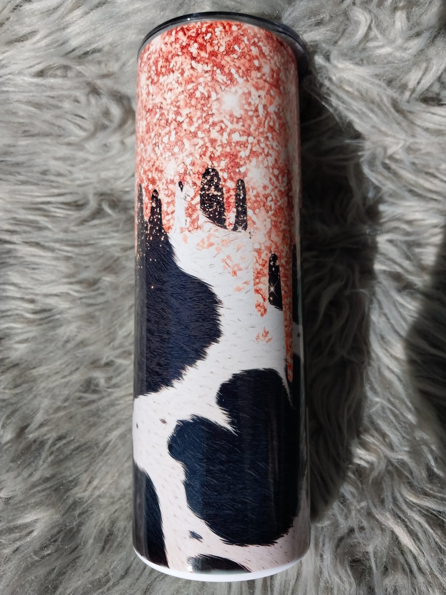 Cow Print Glitter Tumbler