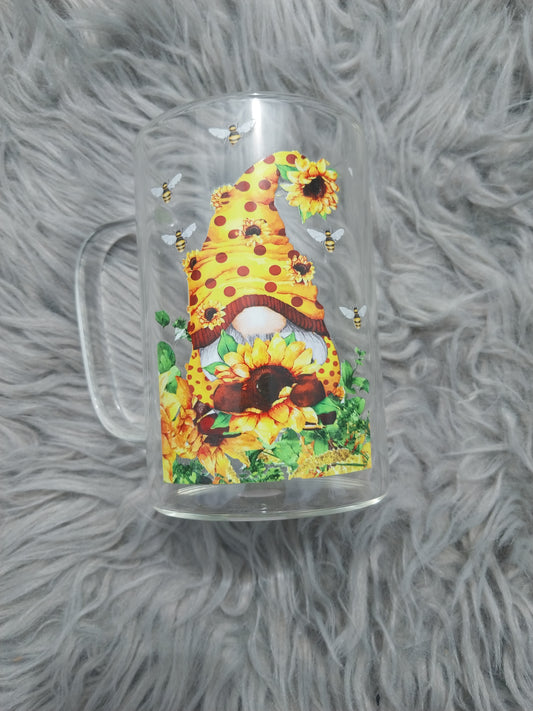 Sunflower Gnome Glass Mug