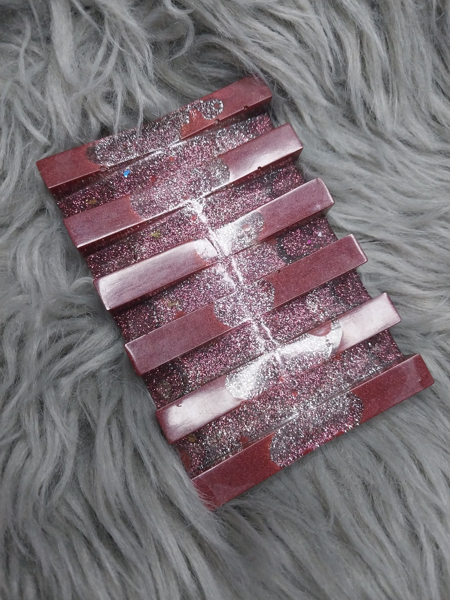 Red and Silver Soap Dish