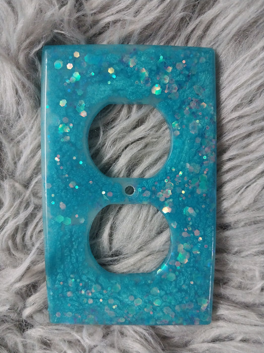 Outlet cover -Blue glitter
