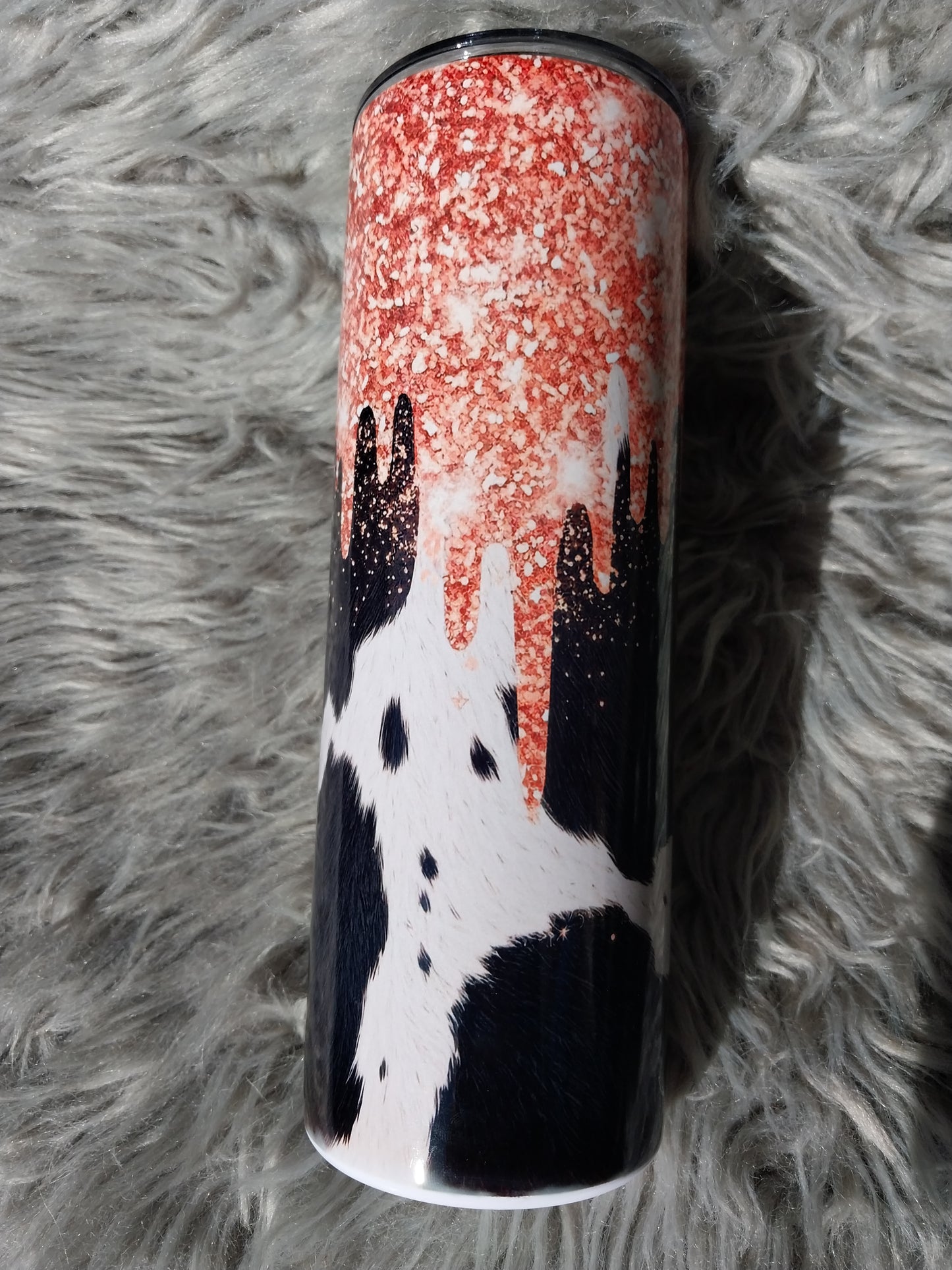 Cow Print Glitter Tumbler